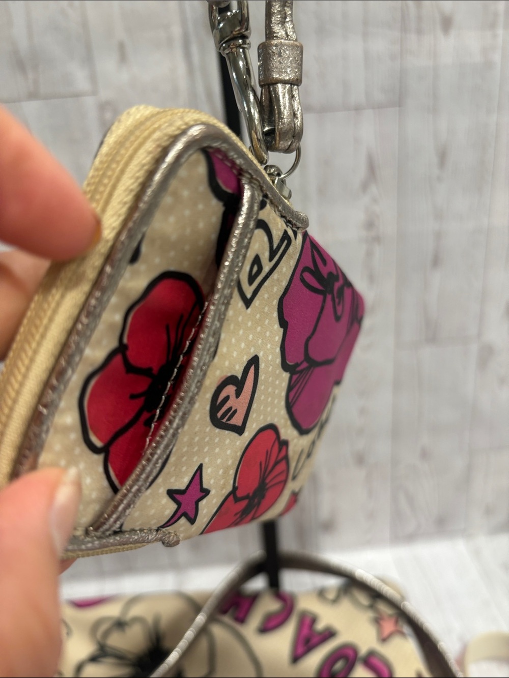 Coach Poppy Floral Graffiti Crossbody Bag with Pink and Wristlet - Picture 12 of 14